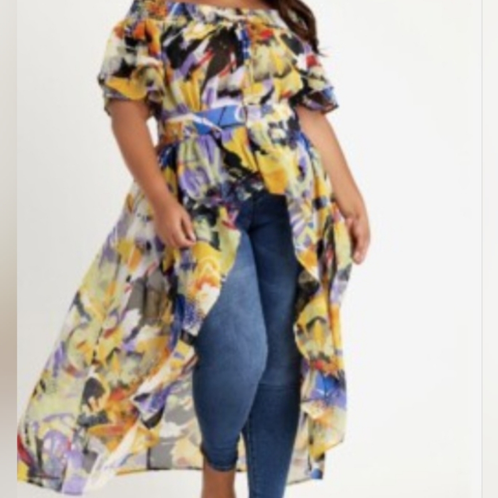 Ashley Stewart Multicolor Abstract Blouse